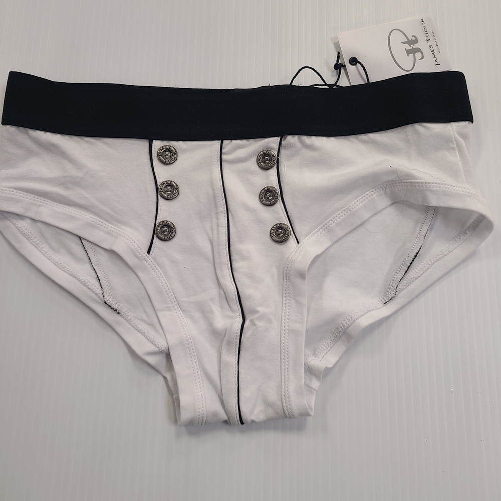 James Tudor White and Black Men's Briefs 6 Buttons Briefs